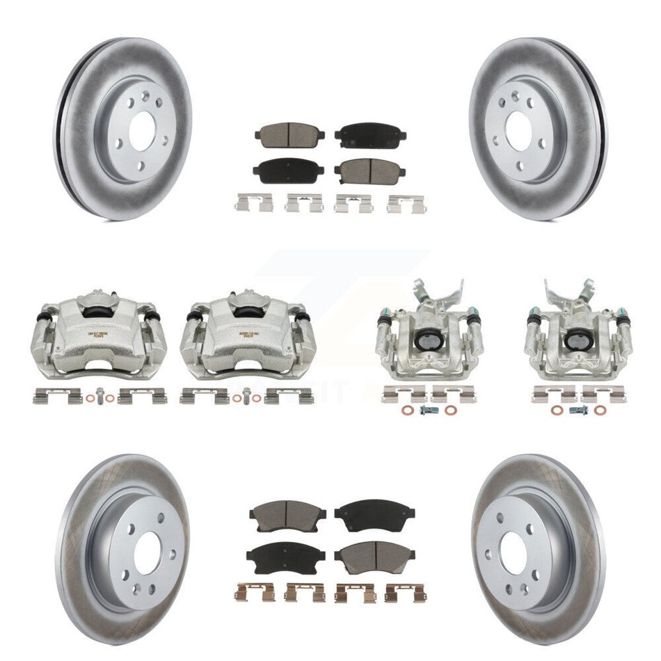 Front Rear Disc Brake Caliper Coated Rotors And Ceramic Pads Kit (10Pc) For Chevrolet Sonic KCG-100846C
