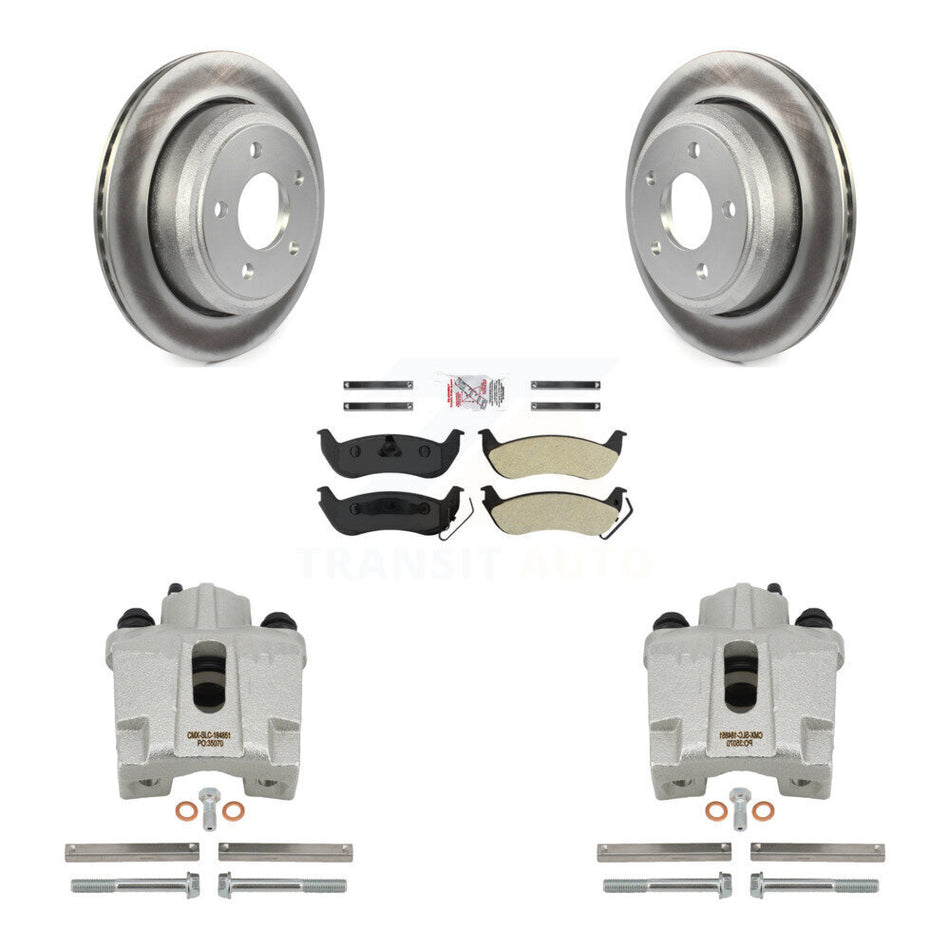 Rear Disc Brake Caliper Coated Rotors And Semi-Metallic Pads Kit For 2010-2011 Ford Ranger KCG-100846N