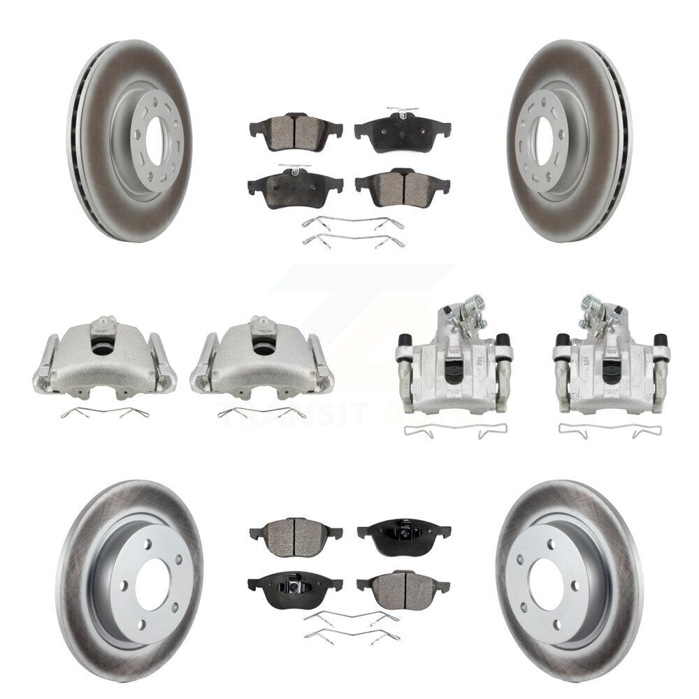 Front Rear Disc Brake Caliper Coat Rotors Semi-Metallic Pad Kit (10Pc) For Mazda 3 Sport KCG-100846P