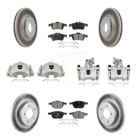Front Rear Disc Brake Caliper Coat Rotors Semi-Metallic Pad Kit (10Pc) For Mazda 3 Sport KCG-100846P