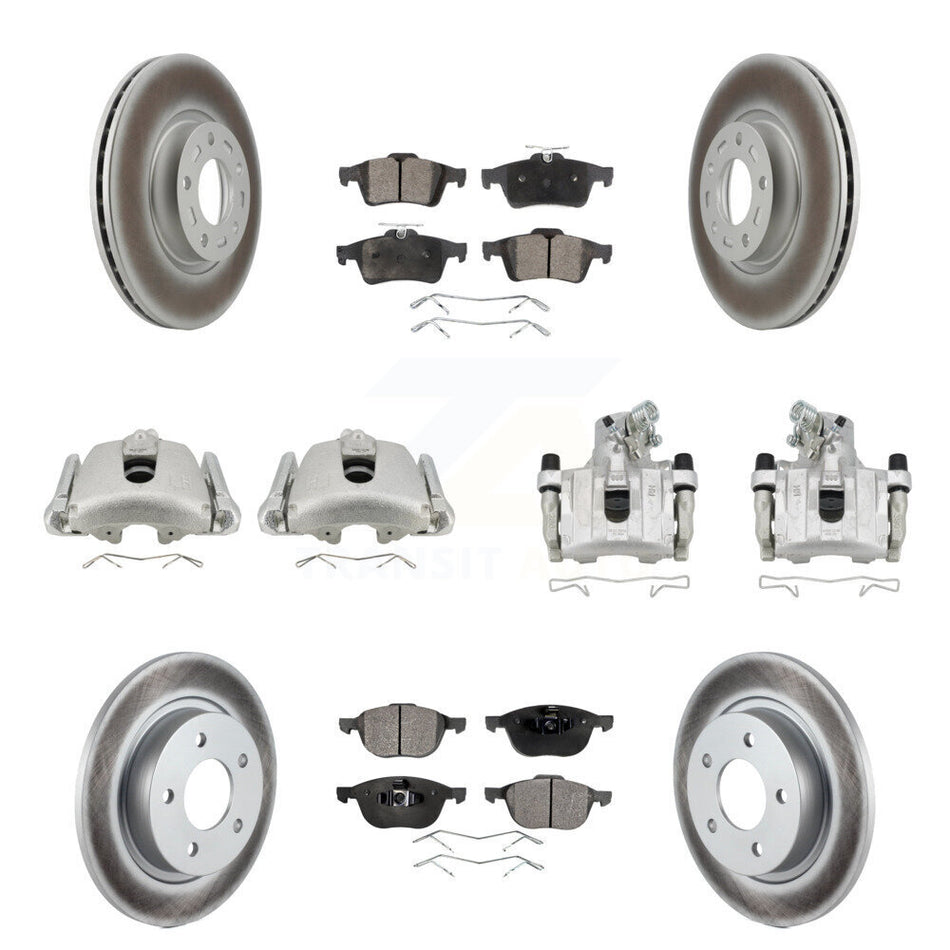 Front Rear Disc Brake Caliper Coat Rotors Semi-Metallic Pad Kit (10Pc) For Mazda 3 Sport KCG-100846P