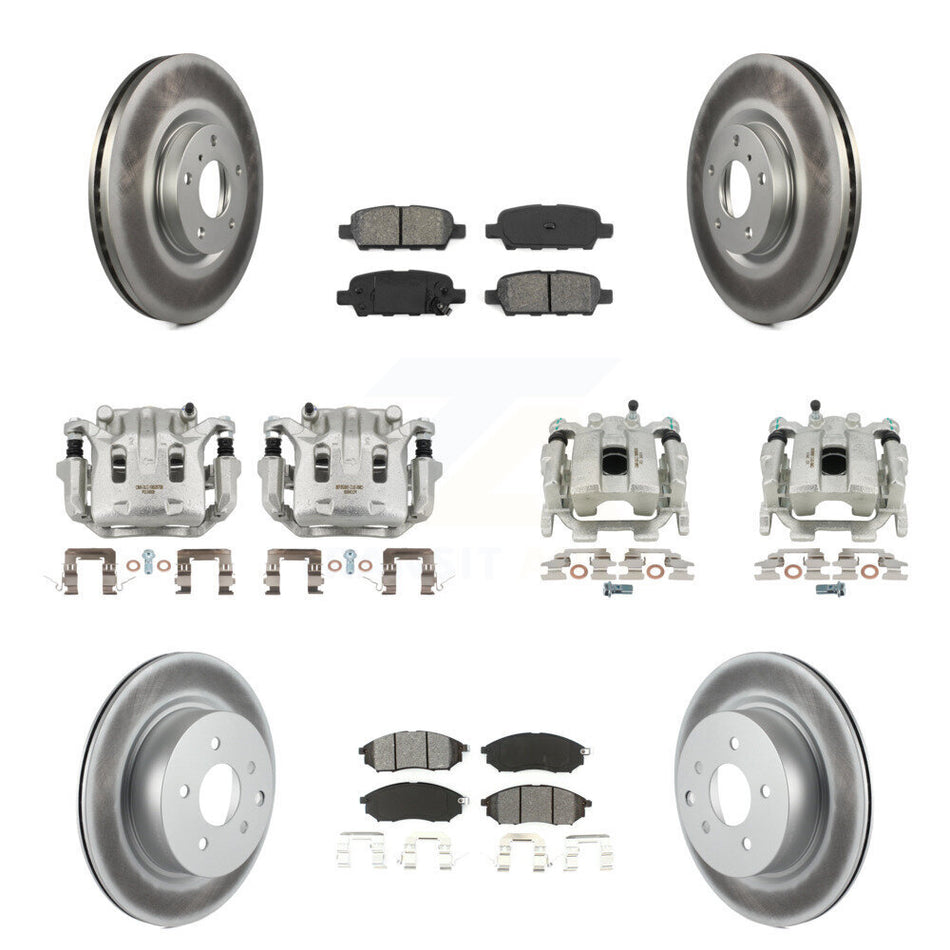 Front Rear Brake Caliper Coat Rotor & Semi-Metallic Pad Kit (10Pc) For INFINITI G37 QX50 KCG-100847S