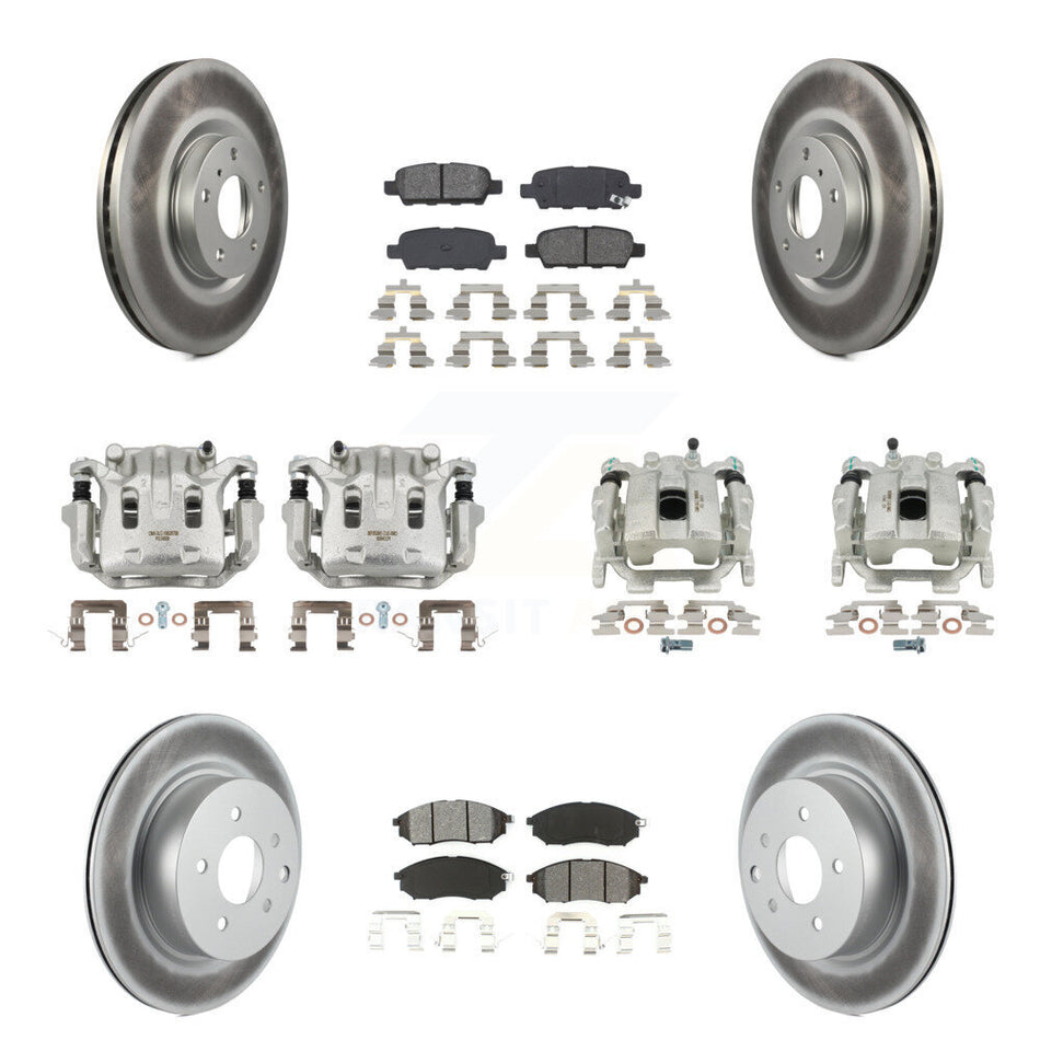 Front Rear Brake Caliper Coat Rotor & Semi-Metallic Pad Kit (10Pc) For INFINITI G37 QX50 KCG-100847S