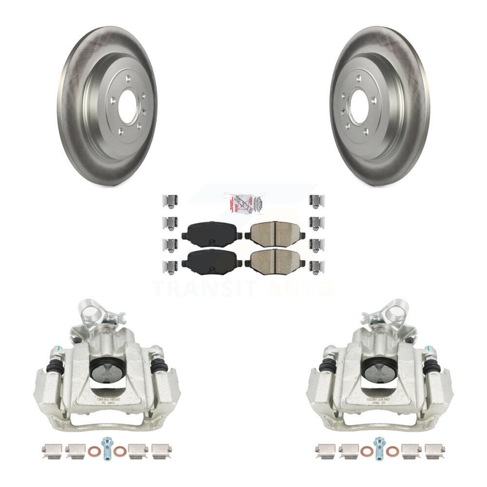 Rear Disc Brake Caliper Coated Rotors And Ceramic Pads Kit For Ford Explorer Taurus Flex Lincoln MKT KCG-100849N