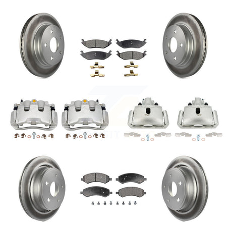 Front Rear Brake Caliper Coat Rotors & Semi-Metallic Pad Kit (10Pc) For Ram 1500 Classic KCG-100849P
