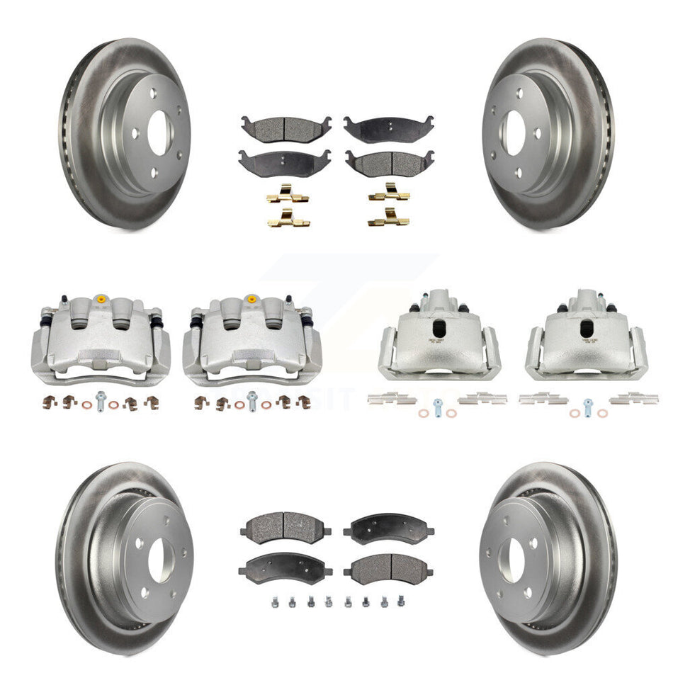 Front Rear Brake Caliper Coat Rotors & Semi-Metallic Pad Kit (10Pc) For Ram 1500 Classic KCG-100849P