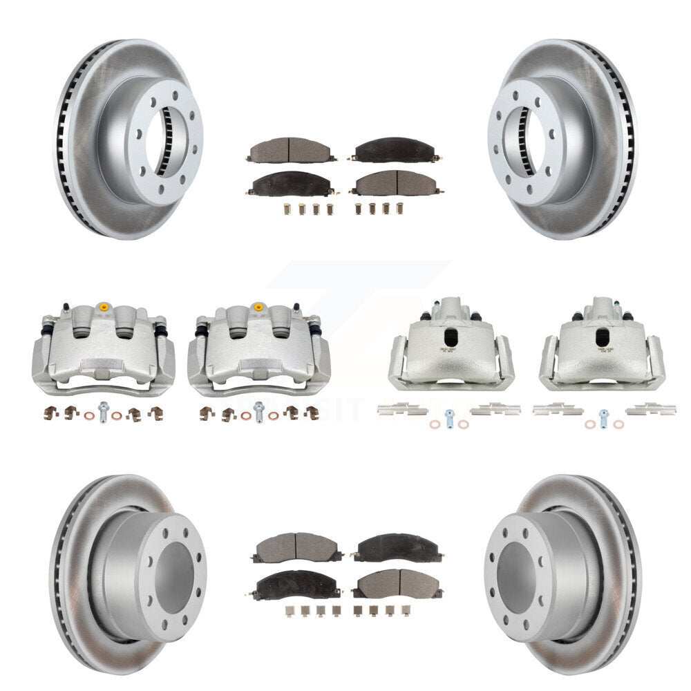 Front Rear Disc Brake Caliper Coated Rotor And Semi-Metallic Pad Kit (10Pc) For Ram 1500 KCG-100850P