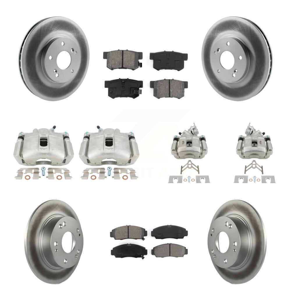 Front Rear Brake Caliper Coat Rotors Semi-Metallic Pad Kit (10Pc) For Honda Accord Acura KCG-100851S
