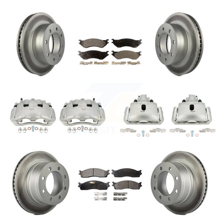 Front Rear Disc Brake Caliper Coat Rotor Semi-Metallic Pad Kit (10Pc) For Dodge Ram 1500 KCG-100852P