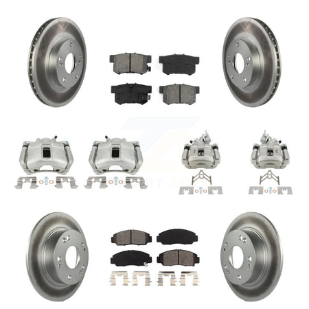 Front Rear Disc Brake Caliper Coat Rotor & Semi-Metallic Pad Kit (10Pc) For Honda Accord KCG-100852S