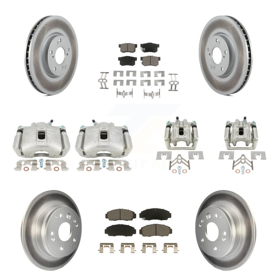 Front Rear Disc Brake Caliper Coated Rotors And Ceramic Pads Kit (10Pc) For 2004-2005 Acura TL Automatic transmission KCG-100853C