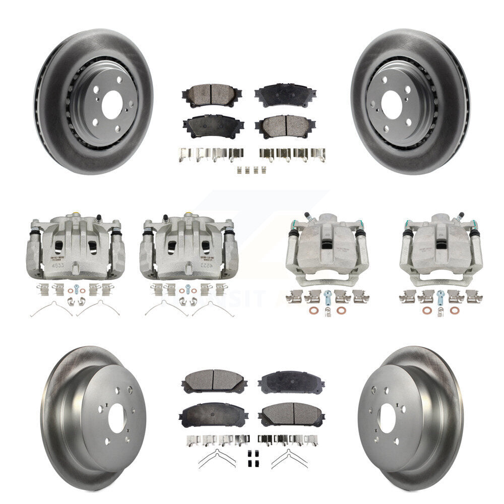 Front Rear Disc Brake Caliper Coat Rotor & Ceramic Pad Kit (10Pc) For Lexus RX350 RX450h KCG-100854T