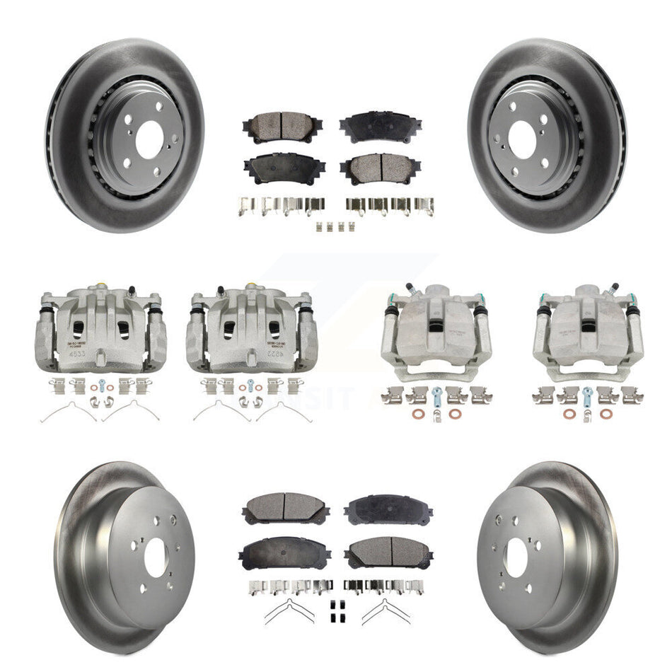 Front Rear Disc Brake Caliper Coat Rotor & Ceramic Pad Kit (10Pc) For Lexus RX350 RX450h KCG-100854T