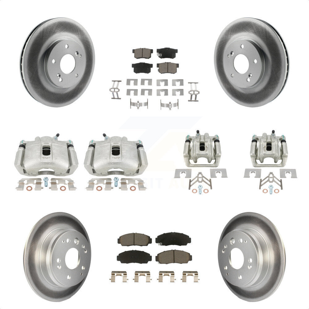 Front Rear Disc Brake Caliper Coated Rotors And Ceramic Pads Kit (10Pc) For Acura TL KCG-100855C by Transit Auto