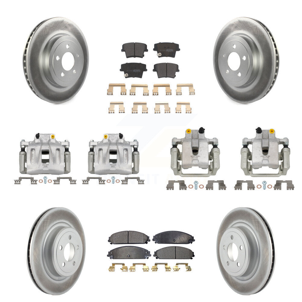 Front Rear Brake Caliper Coat Rotors Semi-Metallic Pad Kit (10Pc) For Dodge Charger 3.6L KCG-100855P
