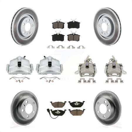 Front Rear Disc Brake Caliper Coated Rotors And Ceramic Pads Kit (10Pc) For 2006 Volkswagen Jetta 2.0L With 280mm Diameter Rotor 7th 8th Digit Of VIN Is "9M" Or "1J" KCG-100856C by Transit Auto