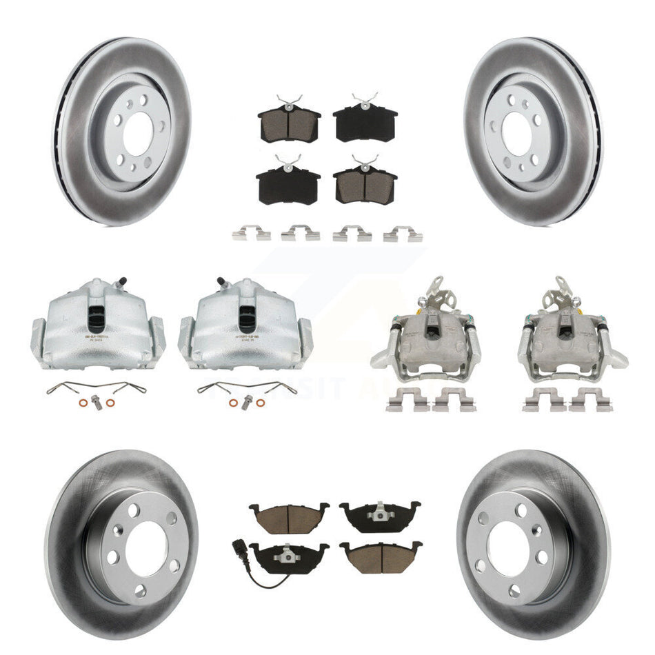 Front Rear Disc Brake Caliper Coated Rotors And Ceramic Pads Kit (10Pc) For 2006 Volkswagen Jetta 2.0L With 280mm Diameter Rotor 7th 8th Digit Of VIN Is "9M" Or "1J" KCG-100856C
