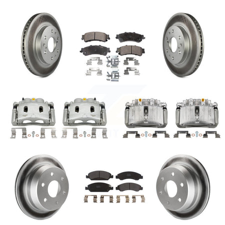 Front Rear Disc Brake Caliper Coated Rotors And Semi-Metallic Pads Kit (10Pc) For KCG-100856P