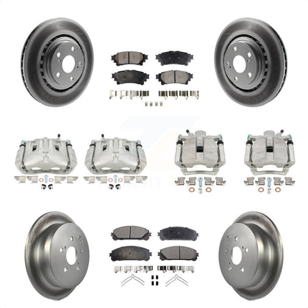 Front Rear Disc Brake Caliper Coated Rotors And Ceramic Pads Kit (10Pc) For Toyota Highlander Sienna Lexus RX350 KCG-100856T by Transit Auto