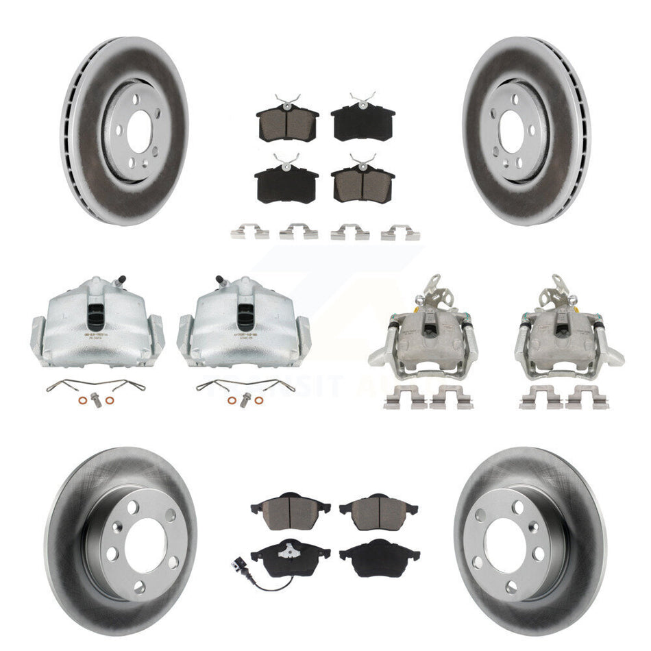 Front Rear Disc Brake Caliper Coated Rotors And Ceramic Pads Kit (10Pc) For 2006 Volkswagen Jetta 2.0L With 288mm Diameter Rotor 7th 8th Digit Of VIN Is "9M" Or "1J" KCG-100857C