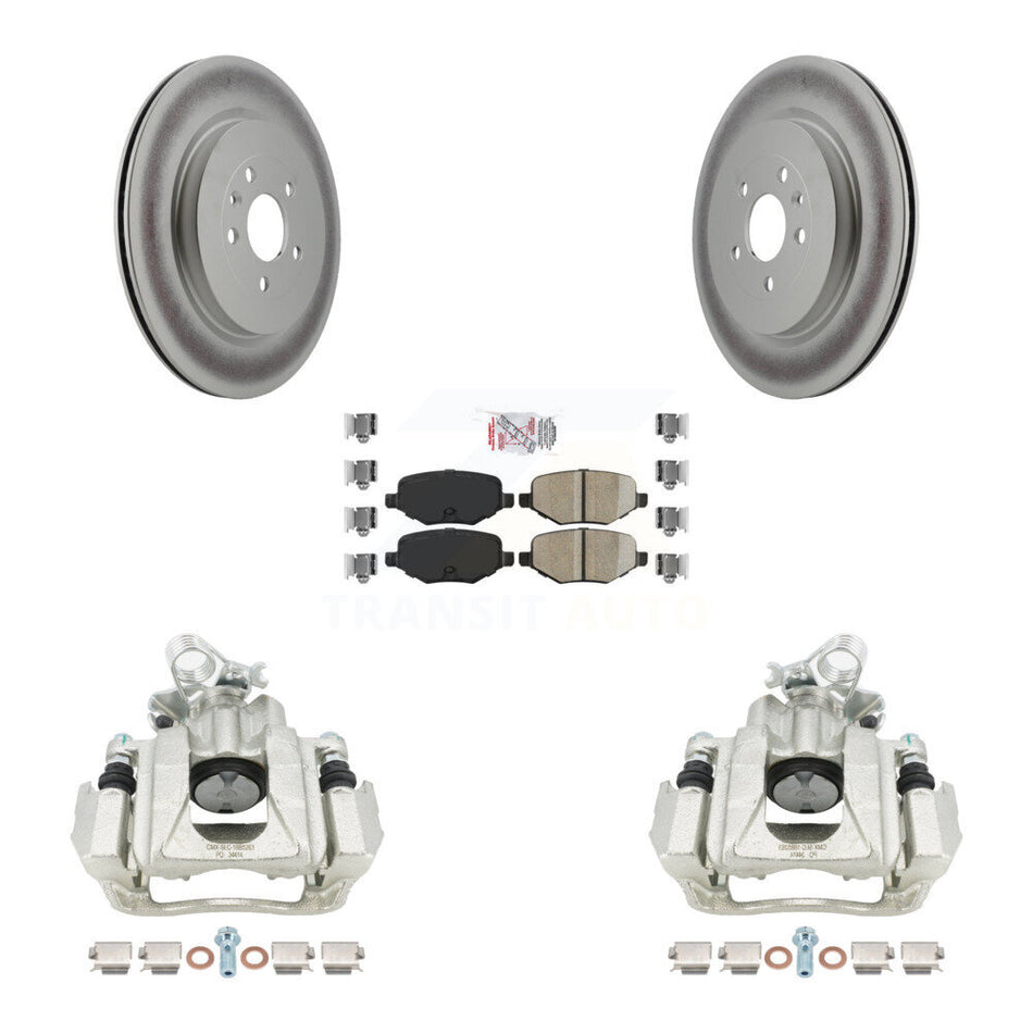 Rear Disc Brake Caliper Coated Rotors And Ceramic Pads Kit For Ford Explorer Flex Lincoln MKS KCG-100857N