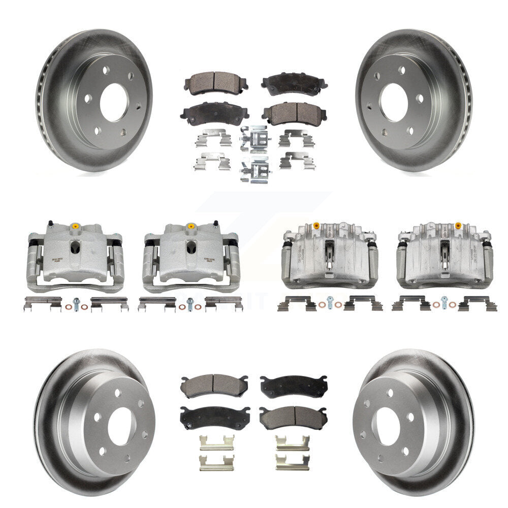 Front Rear Brake Caliper Coat Rotor Semi-Metallic Pad Kit (10Pc) For Chevrolet Silverado KCG-100857P