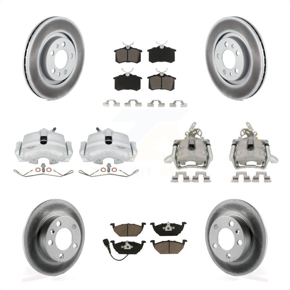 Front Rear Disc Brake Caliper Coat Rotors & Ceramic Pad Kit (10Pc) For 2006 Volkswagen Jetta 2.5L 1.9L With 280mm Diameter Rotor 7th And 8th Digit Of VIN Is "9M" Or "1J" KCG-100858C by Transit Auto