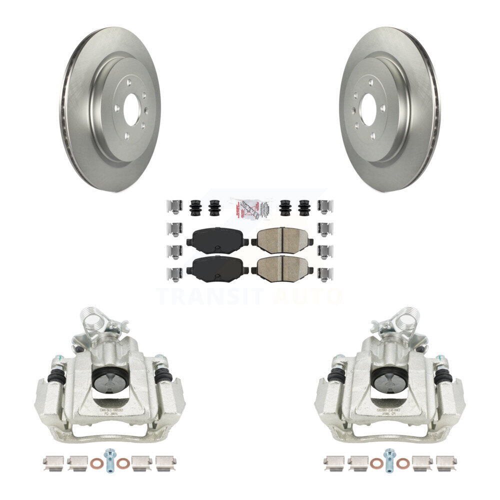 Rear Disc Brake Caliper Coated Rotors And Ceramic Pads Kit For Ford Explorer Flex Lincoln MKS KCG-100858N by Transit Auto