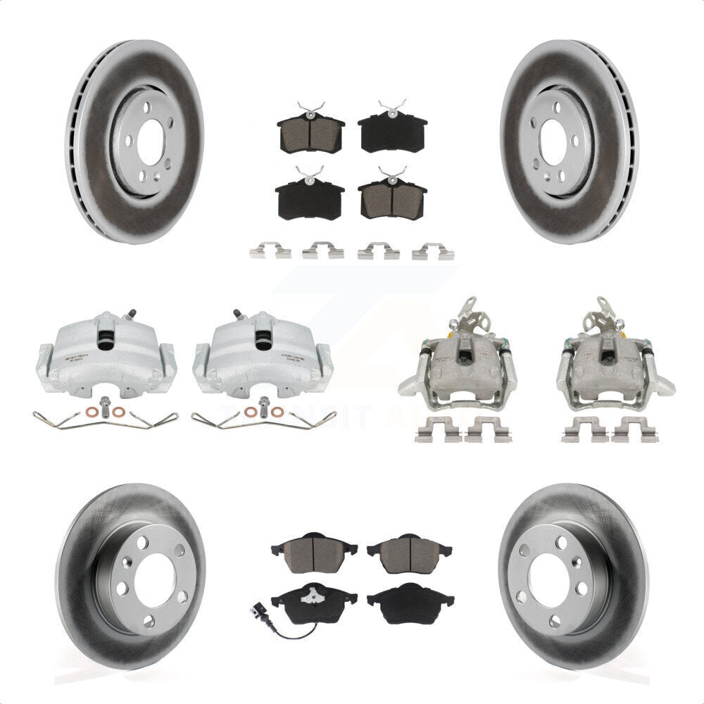 Front Rear Disc Brake Caliper Coat Rotors & Ceramic Pad Kit (10Pc) For 2006 Volkswagen Jetta 2.5L 1.9L With 288mm Diameter Rotor 7th And 8th Digit Of VIN Is "9M" Or "1J" KCG-100859C by Transit Auto