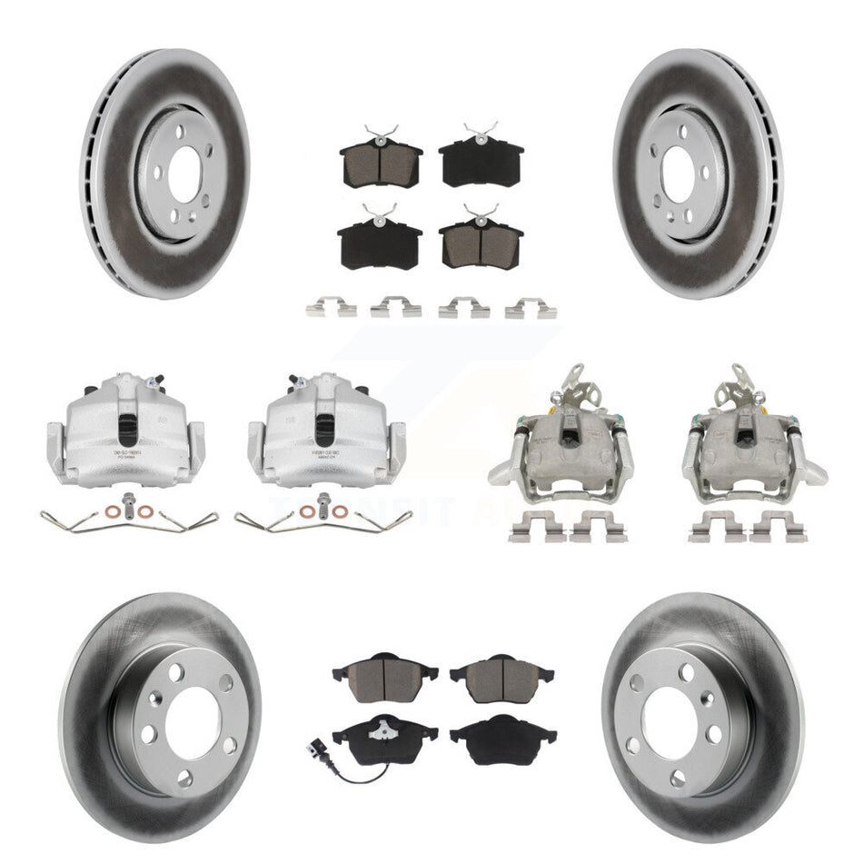 Front Rear Disc Brake Caliper Coat Rotors & Ceramic Pad Kit (10Pc) For 2006 Volkswagen Jetta 2.5L 1.9L With 288mm Diameter Rotor 7th And 8th Digit Of VIN Is "9M" Or "1J" KCG-100859C