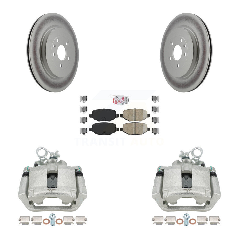Rear Brake Caliper Coat Rotor & Ceramic Pad Kit For Ford Explorer Police Interceptor MKS KCG-100859N