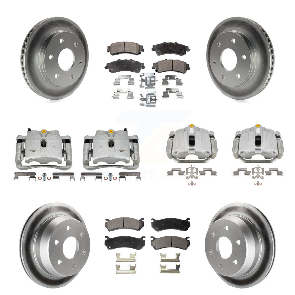 Front Rear Brake Caliper Coat Rotors Semi-Metallic Pad Kit (10Pc) For Chevrolet GMC 1500 KCG-100859P