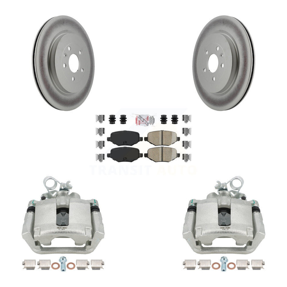 Rear Brake Caliper Coat Rotor & Ceramic Pad Kit For Ford Explorer Police Interceptor MKS KCG-100860N