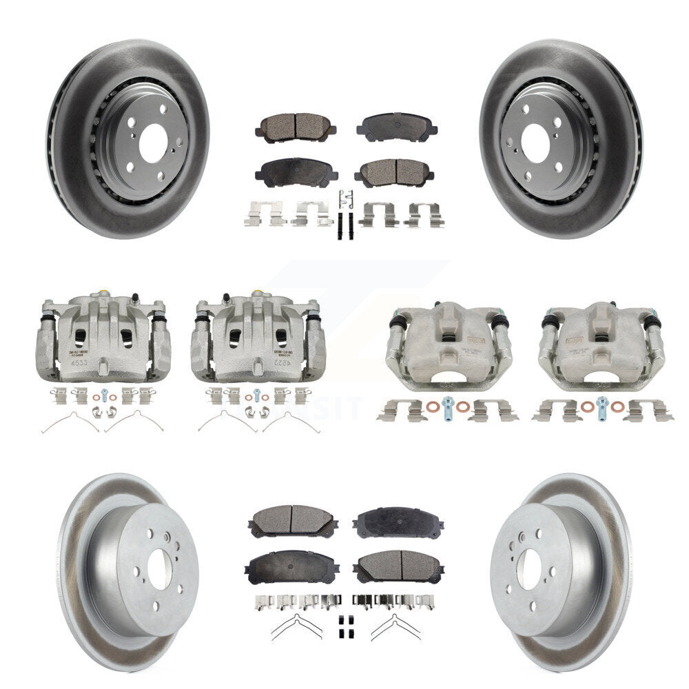 Front Rear Disc Brake Caliper Coat Rotors & Ceramic Pad Kit (10Pc) For Toyota Highlander KCG-100860T