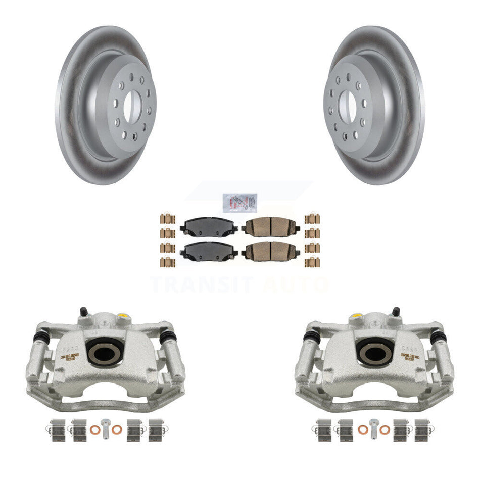 Rear Disc Brake Caliper Coated Rotors And Ceramic Pads Kit For 2018-2021 Jeep Wrangler Rubicon With Heavy Duty Brakes Code BR2 & BR6 KCG-100861N