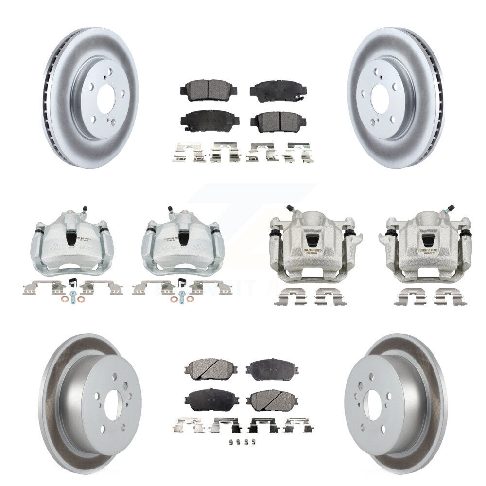 Front Rear Brake Caliper Coat Rotor & Ceramic Pad Kit (10Pc) For 2004-2010 Toyota Sienna KCG-100861T