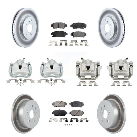 Front Rear Brake Caliper Coat Rotor & Ceramic Pad Kit (10Pc) For 2004-2010 Toyota Sienna KCG-100861T