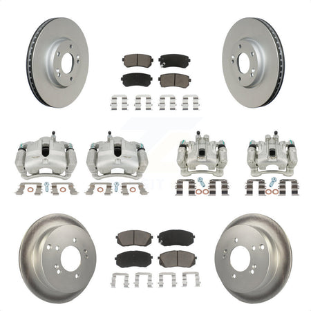 Front Rear Disc Brake Caliper Coated Rotors And Ceramic Pads Kit (10Pc) For Hyundai Tucson Kia Sportage KCG-100862C by Transit Auto