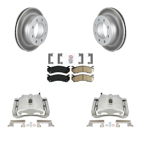 Rear Disc Brake Caliper Coated Rotors And Ceramic Pads Kit For Chevrolet Silverado 2500 HD GMC Sierra 3500 Classic Suburban Yukon XL Avalanche KCG-100862N by Transit Auto