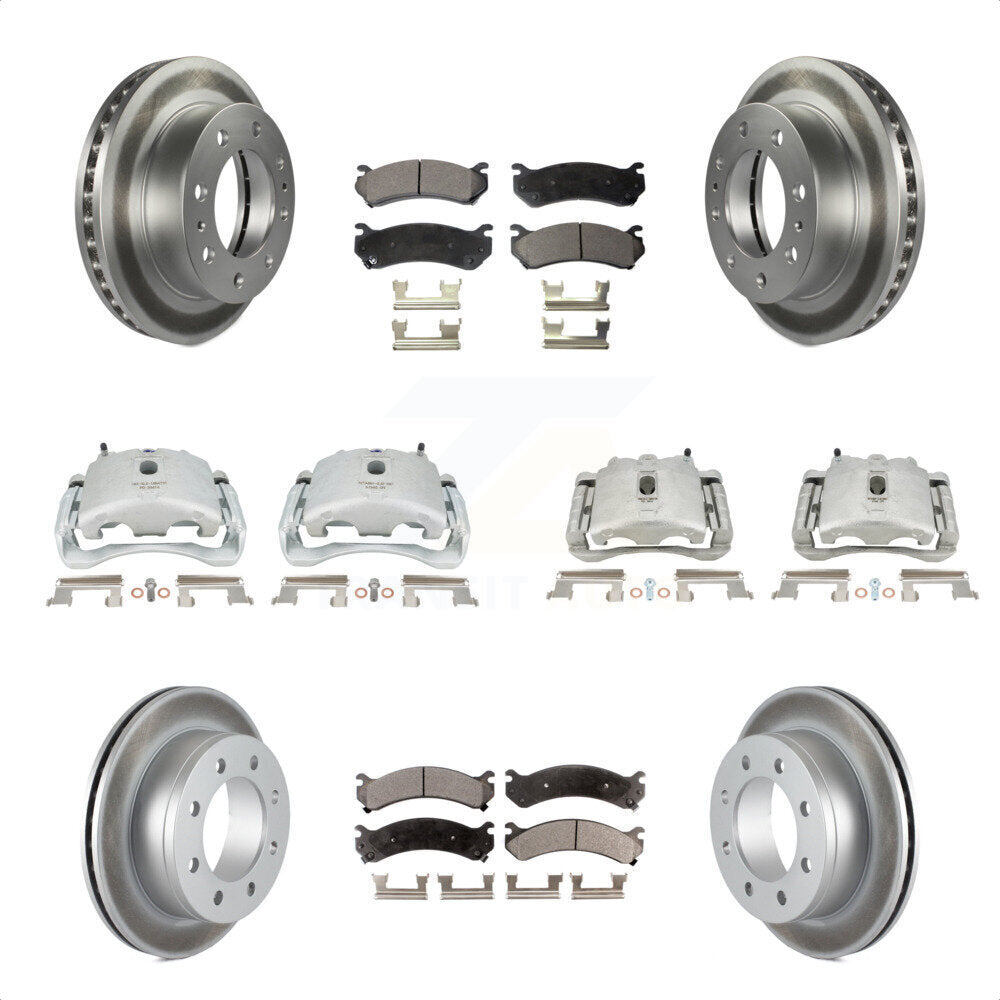 Front Rear Disc Brake Caliper Coated Rotors And Semi-Metallic Pads Kit (10Pc) For Chevrolet Silverado 2500 HD GMC Sierra 3500 Classic Suburban Yukon XL Avalanche KCG-100862P by Transit Auto