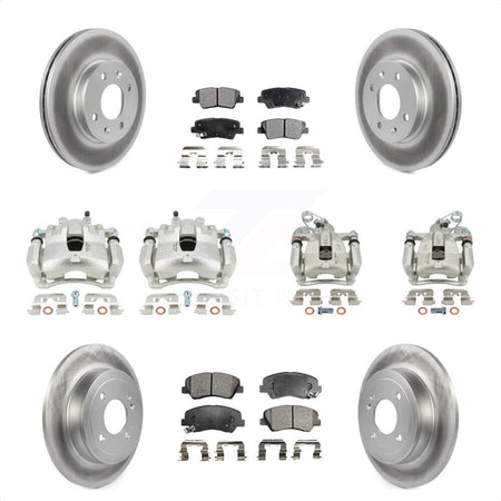 Front Rear Disc Brake Caliper Coated Rotors And Ceramic Pads Kit (10Pc) For 2012-2016 Hyundai Accent KCG-100862T by Transit Auto