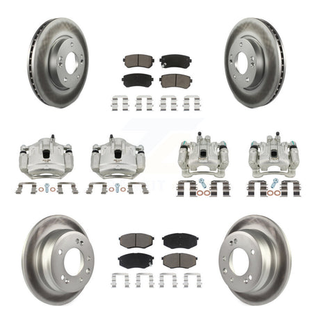 Front Rear Brake Caliper Coat Rotors & Ceramic Pad Kit (10Pc) For Hyundai Tucson Kia FWD KCG-100863C