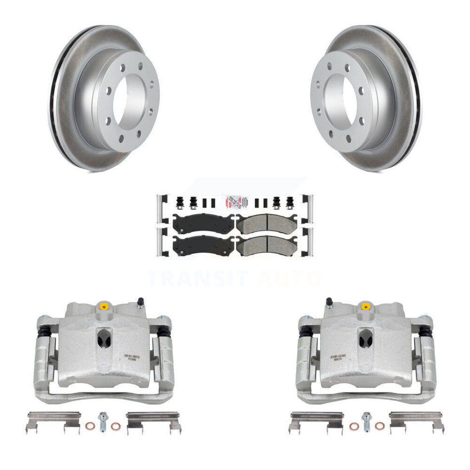 Rear Disc Brake Caliper Coated Rotors And Semi-Metallic Pads Kit For Chevrolet Silverado 2500 HD GMC Sierra 3500 Classic Suburban Yukon XL Avalanche KCG-100863N