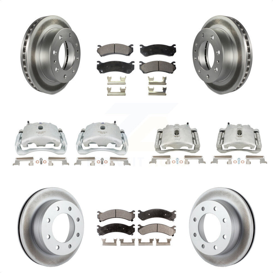 Front Rear Disc Brake Caliper Coated Rotors And Semi-Metallic Pads Kit (10Pc) For Chevrolet Silverado 2500 HD GMC Sierra Hummer H2 1500 Suburban Yukon XL Avalanche Classic KCG-100863P by Transit Auto