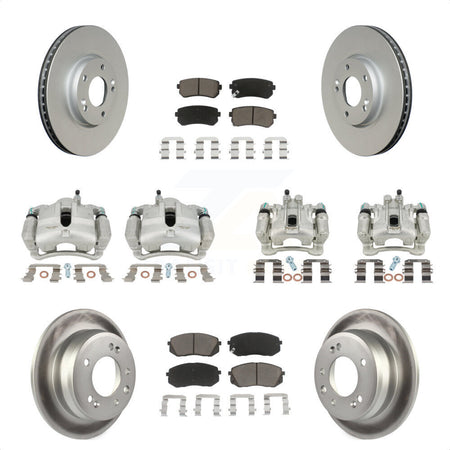 Front Rear Disc Brake Caliper Coated Rotors And Ceramic Pads Kit (10Pc) For Kia Sportage Hyundai Tucson KCG-100864C by Transit Auto