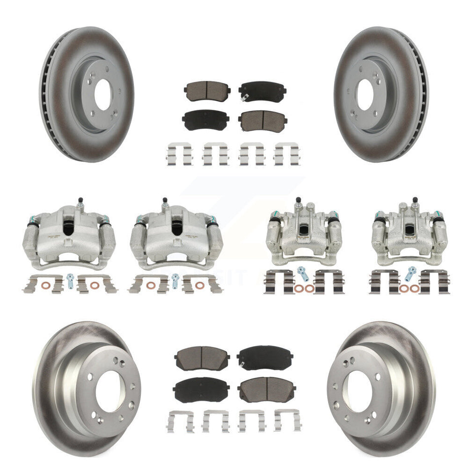 Front Rear Disc Brake Caliper Coated Rotors And Ceramic Pads Kit (10Pc) For Kia Sportage Hyundai Tucson KCG-100864C