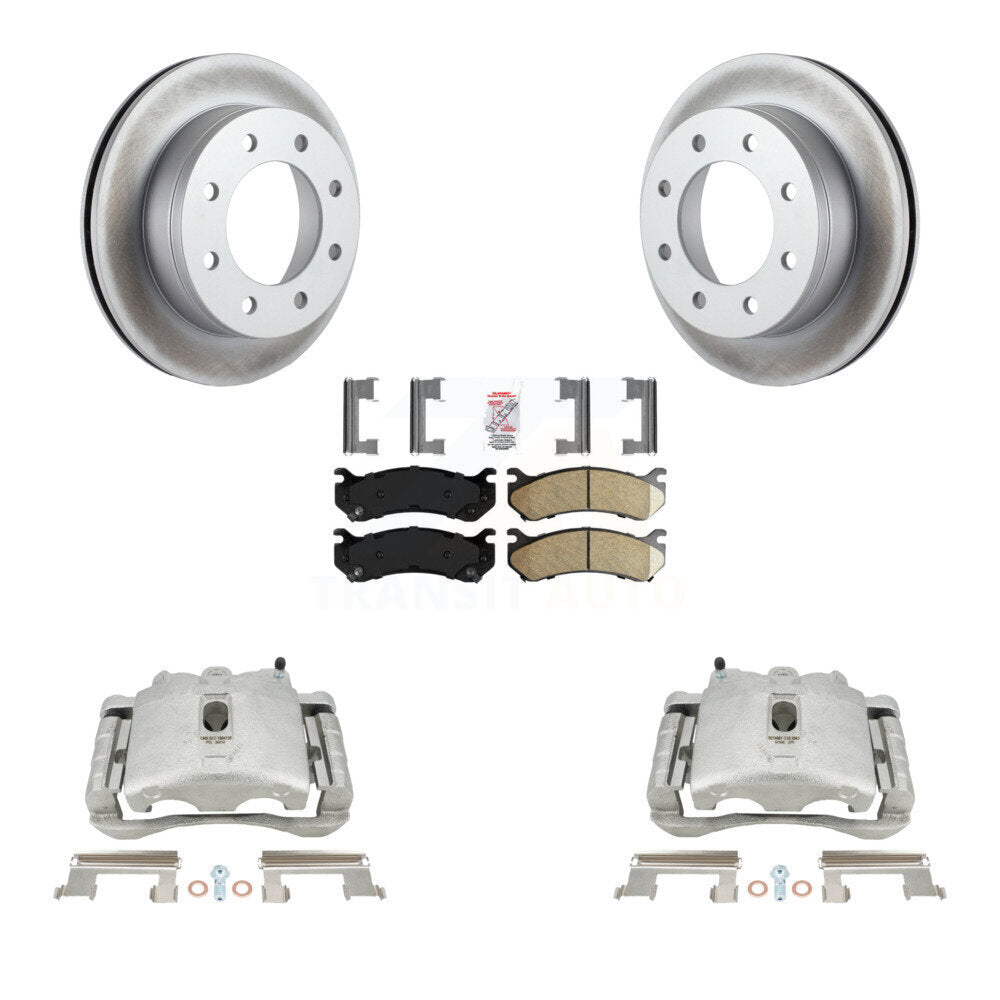 Rear Disc Brake Caliper Coated Rotors And Ceramic Pads Kit For Chevrolet Silverado 2500 HD GMC Sierra Hummer H2 1500 Suburban Yukon XL Avalanche Classic KCG-100864N by Transit Auto