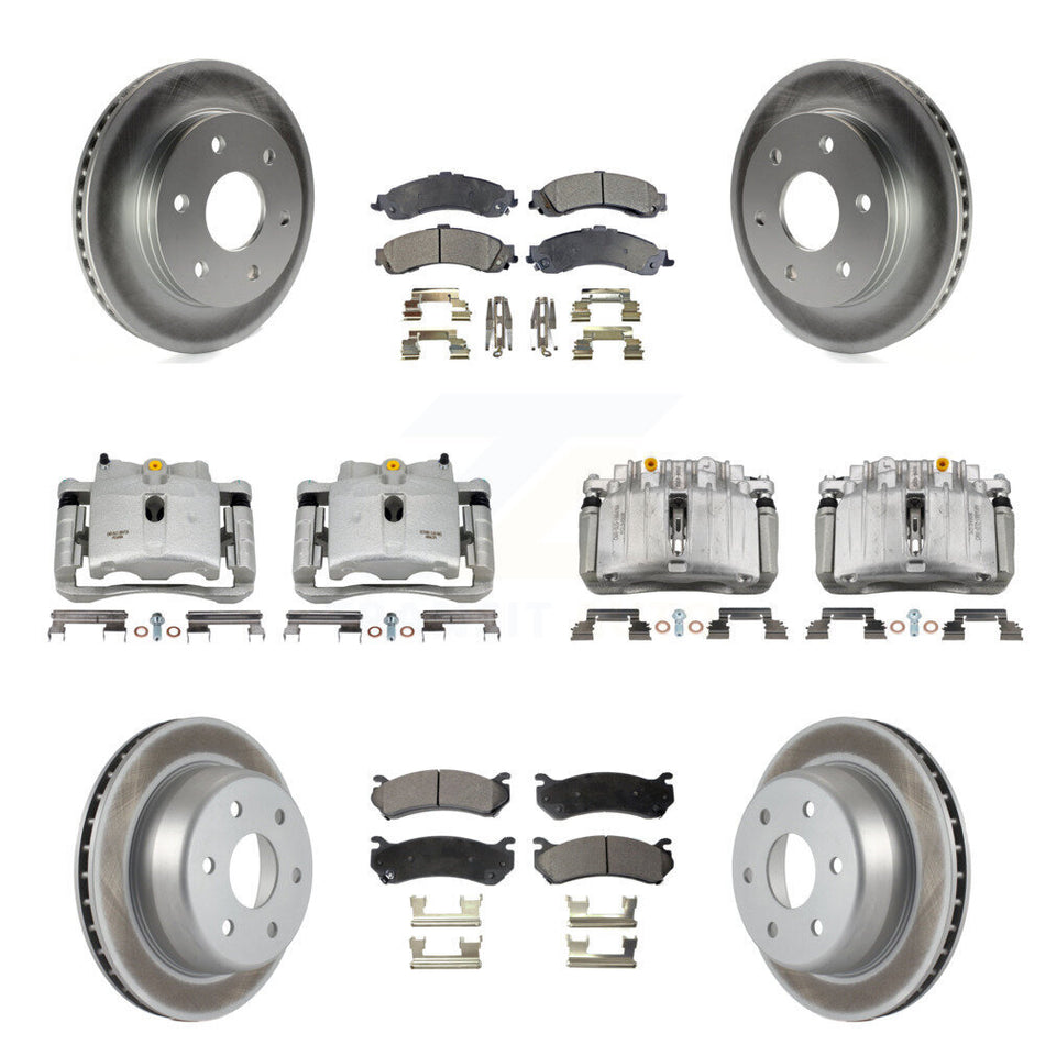 Front Rear Brake Caliper Coat Rotor Semi-Metallic Pad Kit (10Pc) For Chevrolet Silverado KCG-100864P