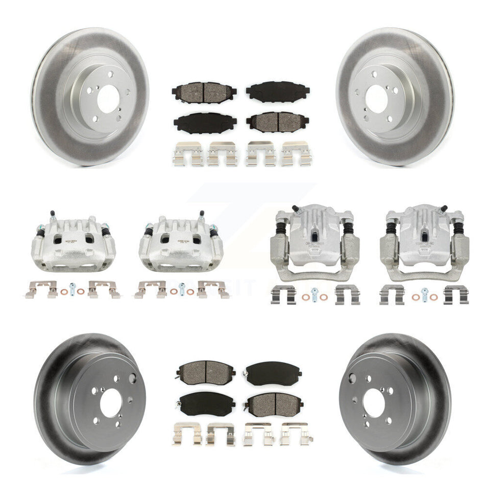 Front Rear Brake Caliper Coat Rotor Semi-Metallic Pad Kit (10Pc) For Subaru Outback 2.5L KCG-100864S