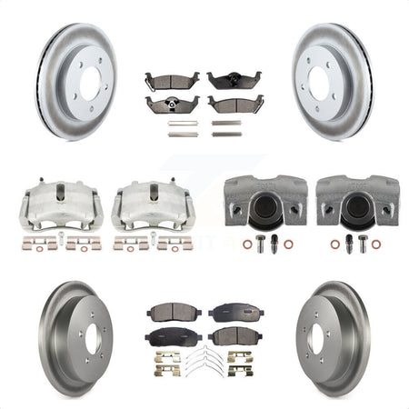 Front Rear Disc Brake Caliper Coated Rotors And Semi-Metallic Pads Kit (10Pc) For 2004 Ford F-150 4WD With 5 Lug Wheels 11th Digit Of Vin Is C KCG-100865P by Transit Auto